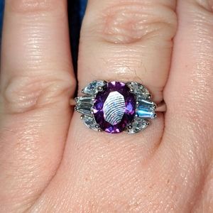 Moissanite and Amethyst Ring
